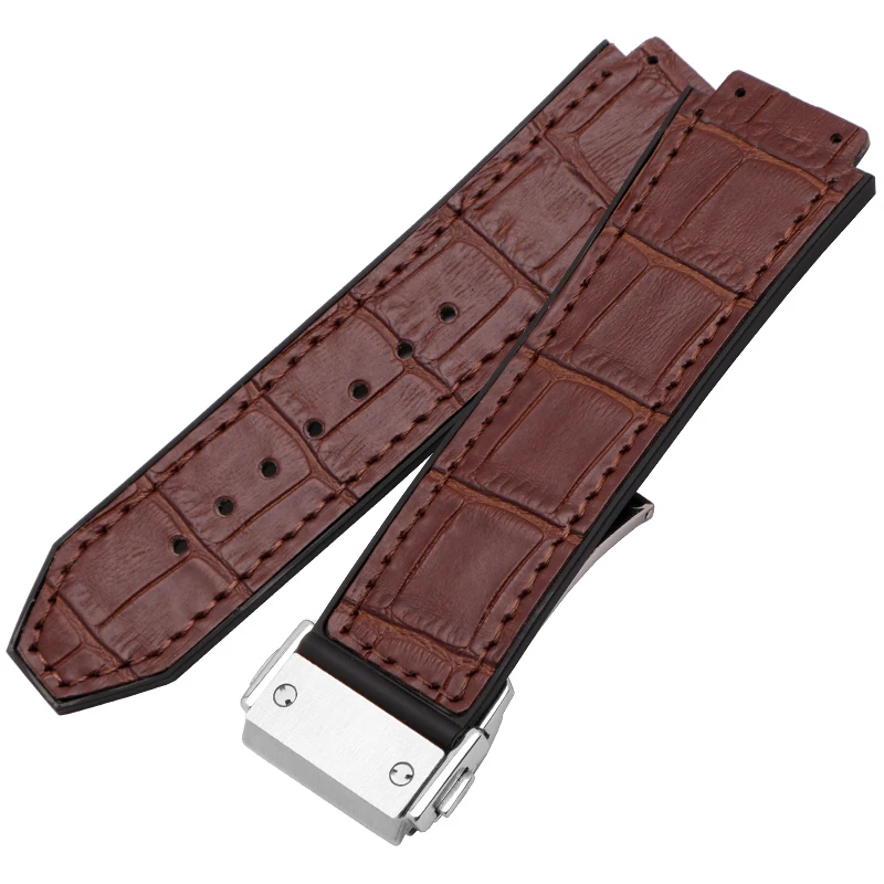 Watch accessories men 19mm x 25mm leather strap for Hublot series fashion business ladies rubber sports strap with Logo on Tool