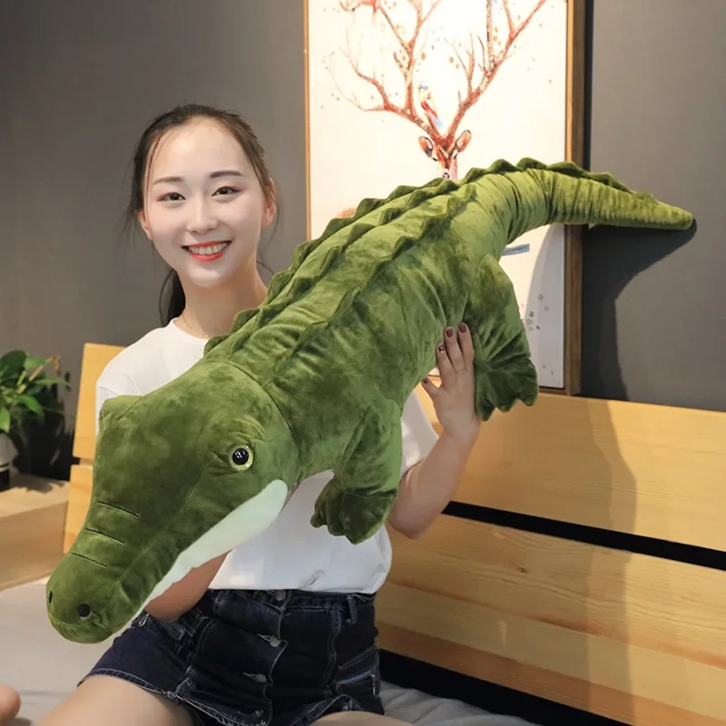 Jouet en peluche alligator pour enfants, animal en peluche, vraie vie, simulation de poupées crocodile, oreiller créatif Kawaii, cadeaux de Noël, 90 cm, 120cm