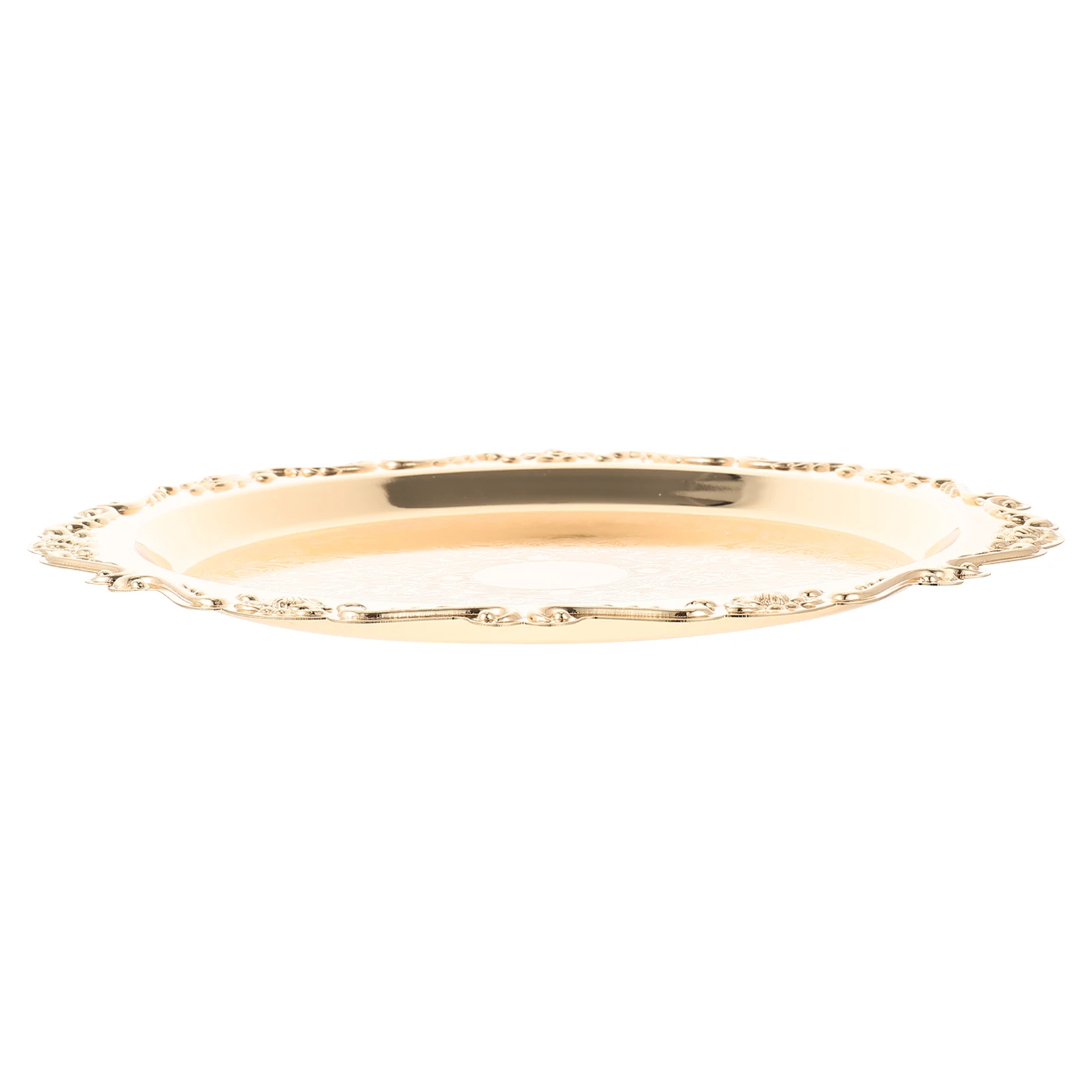 

Fruit Cake Plate Stainless Steel Round Snack Serving Tray Metal Dessert Bowl Dry Fruits Storage Household Gift Kitchen Barware