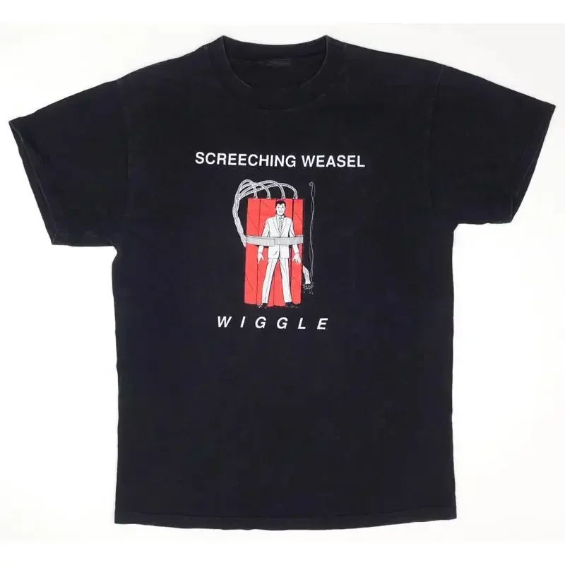Vtg Screeching Weasel Äì Wiggle 1993 Tour Cotton Black Full Size T Shirt