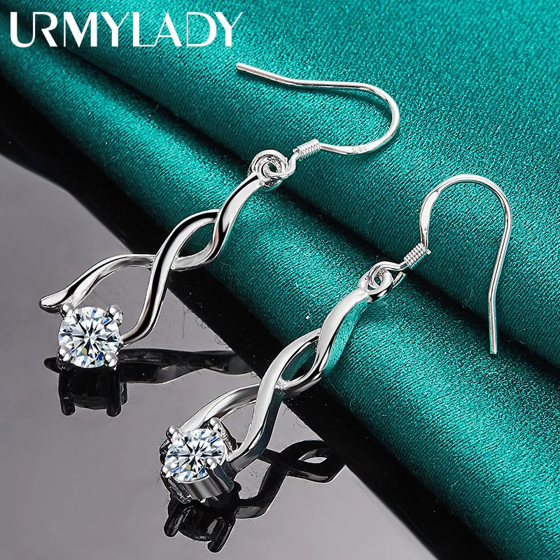 URMYLADY-Boucles d'oreilles géométriques en argent regardé 925 pour femmes, bijoux à breloques, fête de mariage, mode