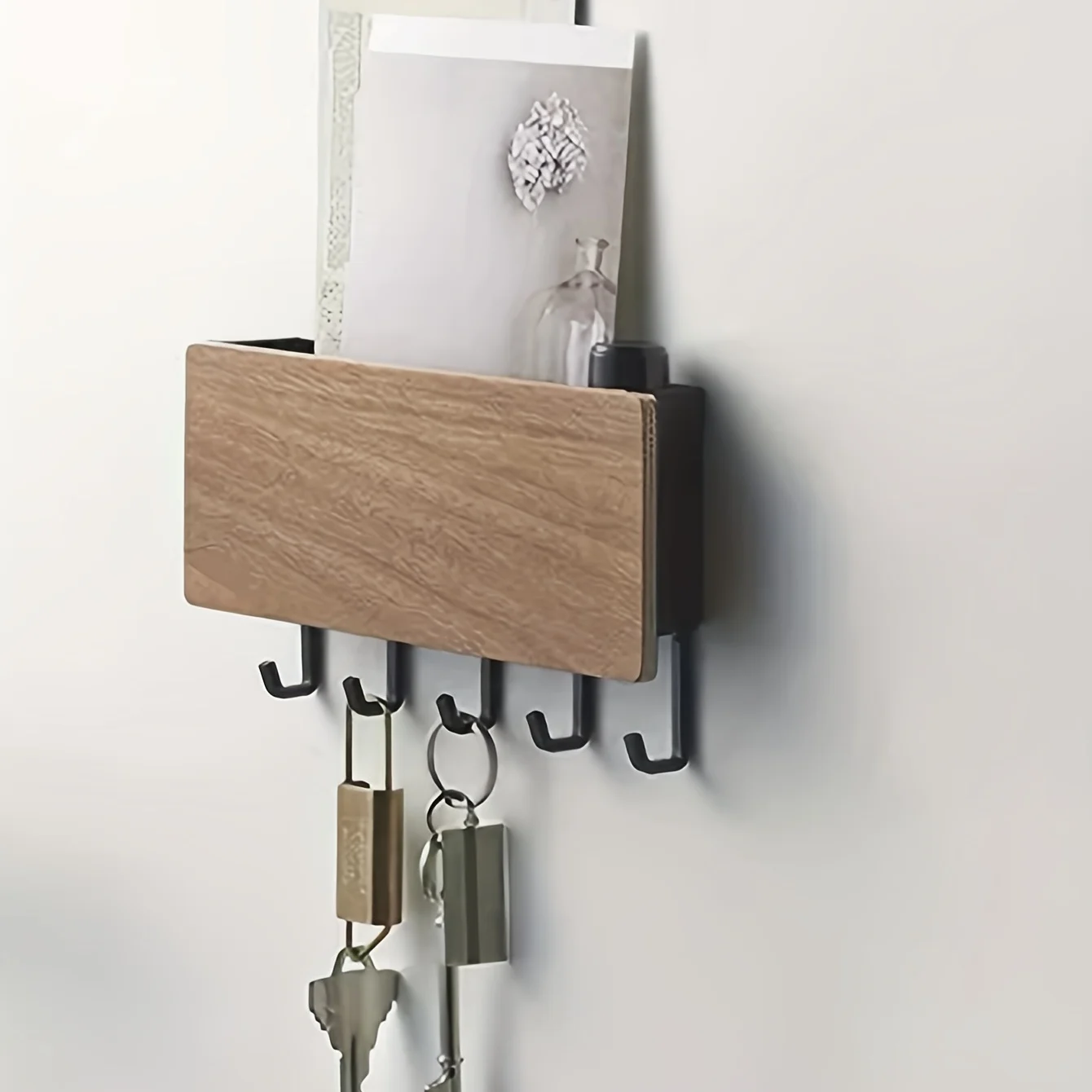 1pc Simple & Creative Storage Box, Key Wall Hook, Wooden Storage Hook, Door Back Hanging Hook, Home Decor, Household Gadget