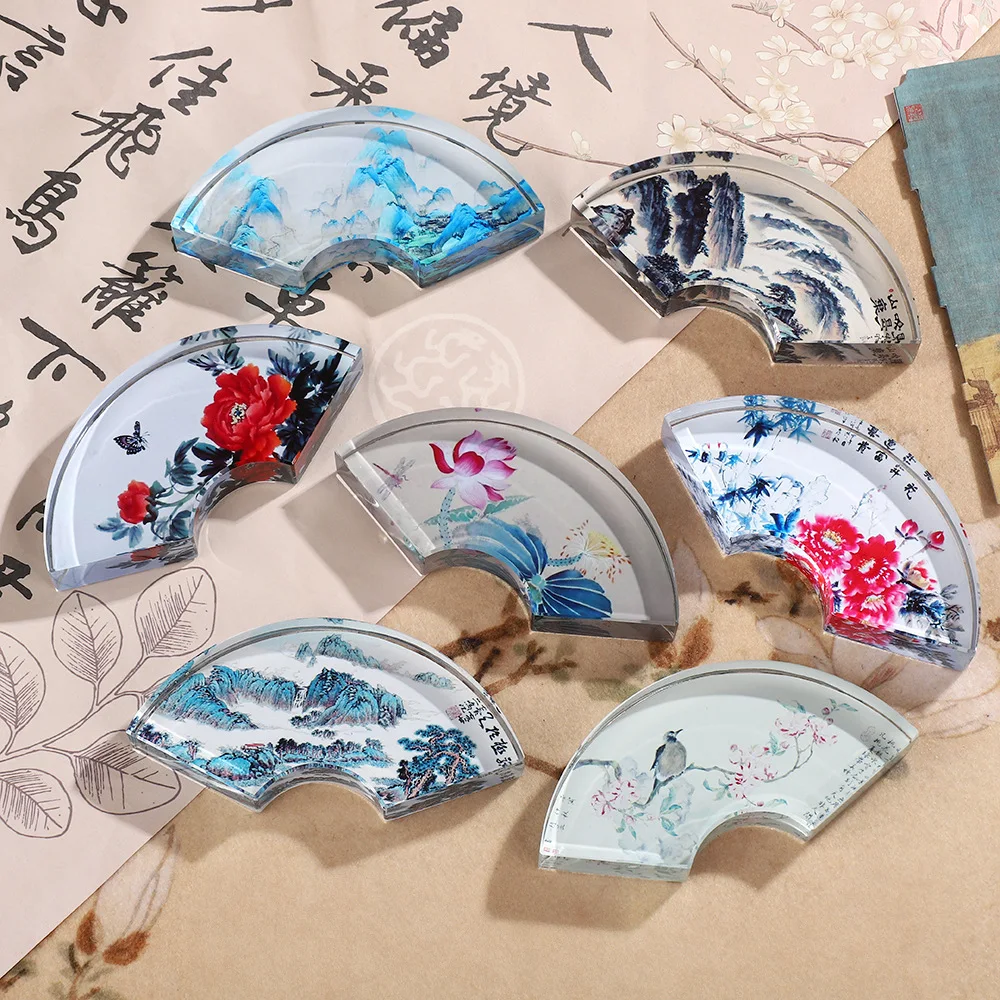 Paper Weight Crystal - Yaratıcı, Yelpaze Şeklinde Kristal Kağıt Ağırlığı,