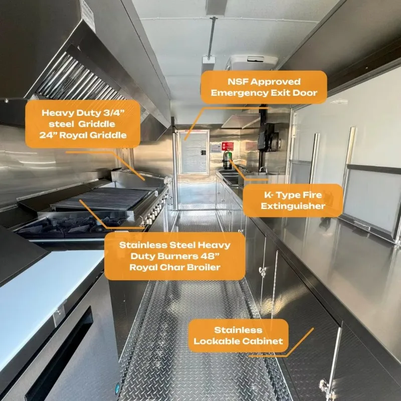 USA Customized Food Trailer With Full Restaurant Kitchen Equipments Fully Catering Equipped Food Truck Hot Dog Food Cart