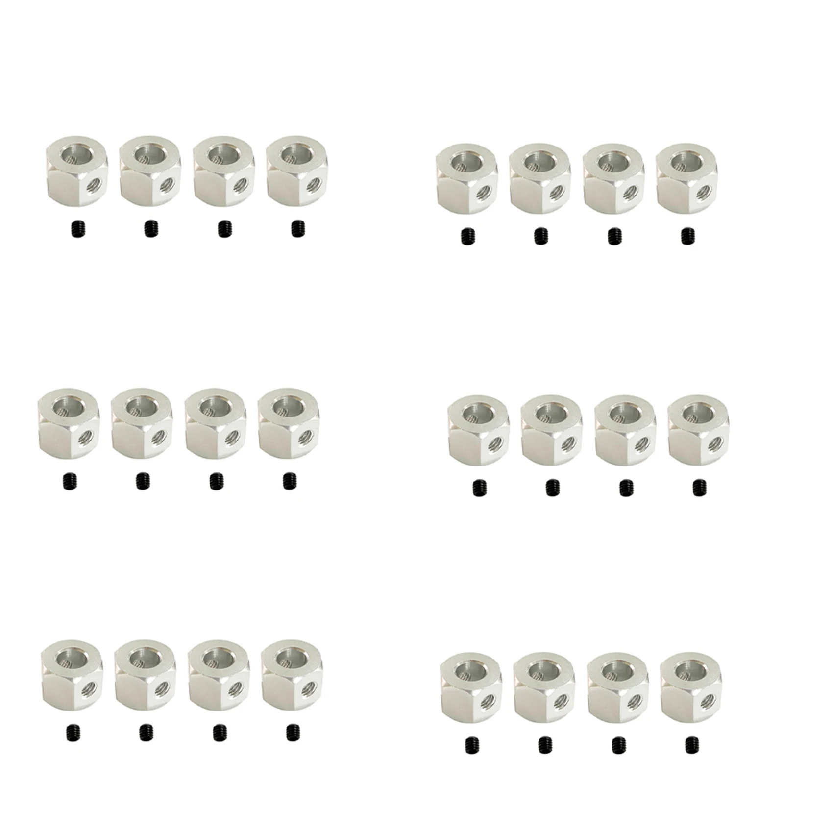 24 قطعة 5 مللي متر إلى 12 مللي متر المعادن الموحد محور عجلات محول سداسي ل WPL D12 C14 C24 B14 B16 MN D90 D91 ، فضي