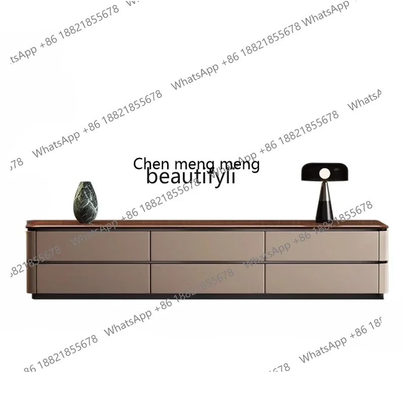 N178   Italian storage locker living room floor light luxury walnut solid wood TV cabinet