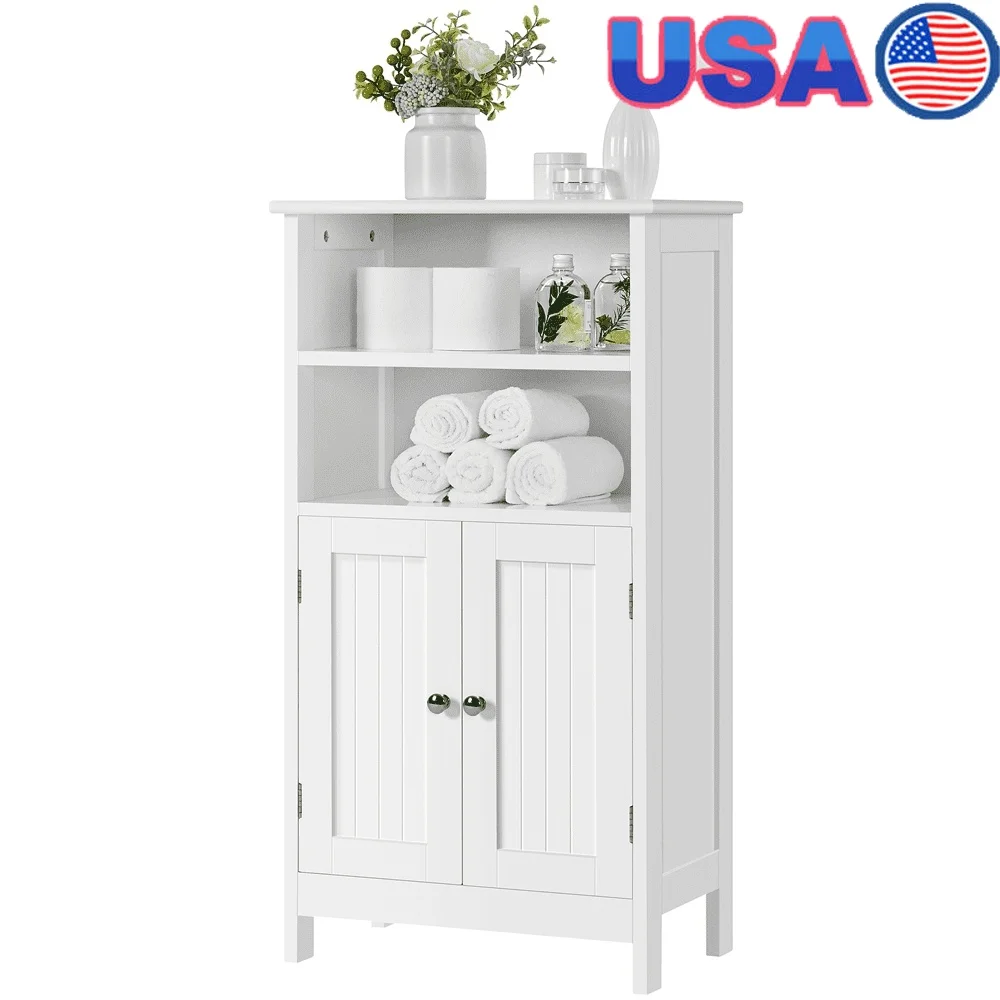 

5-Tier Freestanding Wooden Storage Cabinet with Adjustable Shelves Bathroom Living Room Kitchen Entryway Organization