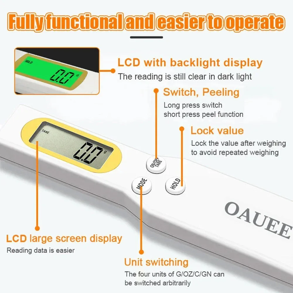 Mini báscula Digital de cuchara para cocina, balanza electrónica LCD para alimentos, 0,1-500g, herramienta de cocina para medir el peso para leche y café