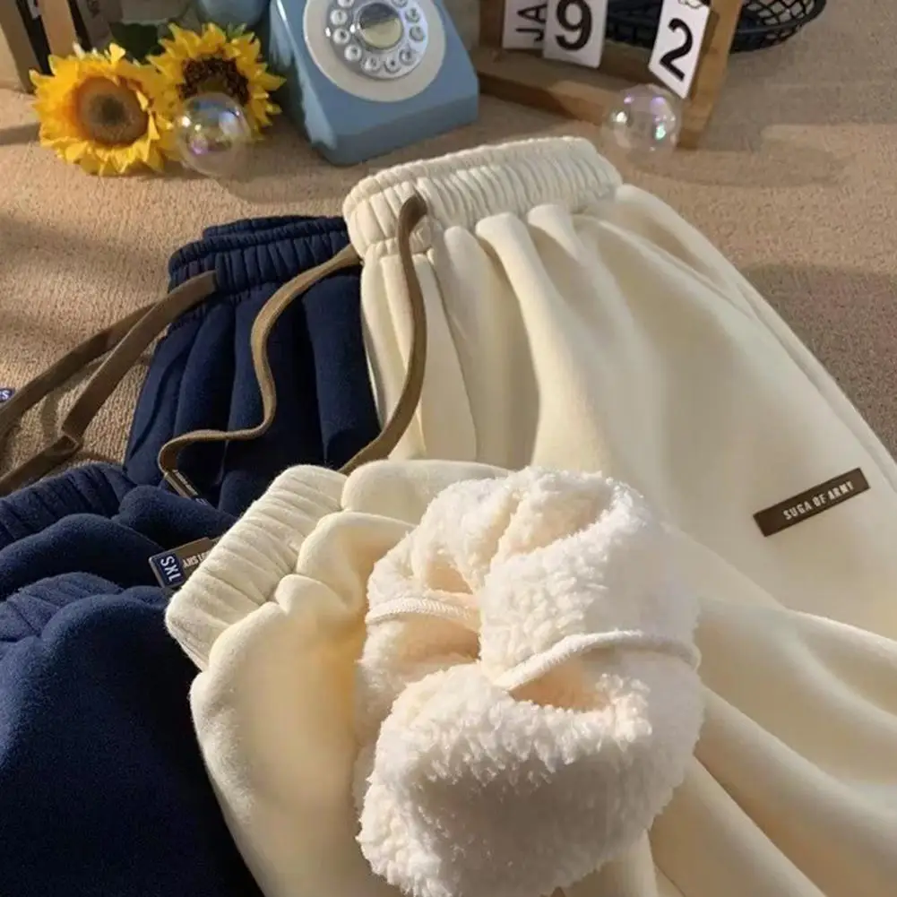 Fleece Sweatpants Women Winter Warm Pants Casual Harlan Pants Loose Lamb Fleece Ankle-Length Trousers Thicke Warm Sweatpants