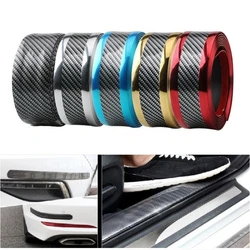 Car Stickers Anti Scratch Door Sill Protector Rubber Strip Carbon Fiber Car Threshold Protection Bumper Film Sticker Car Styling