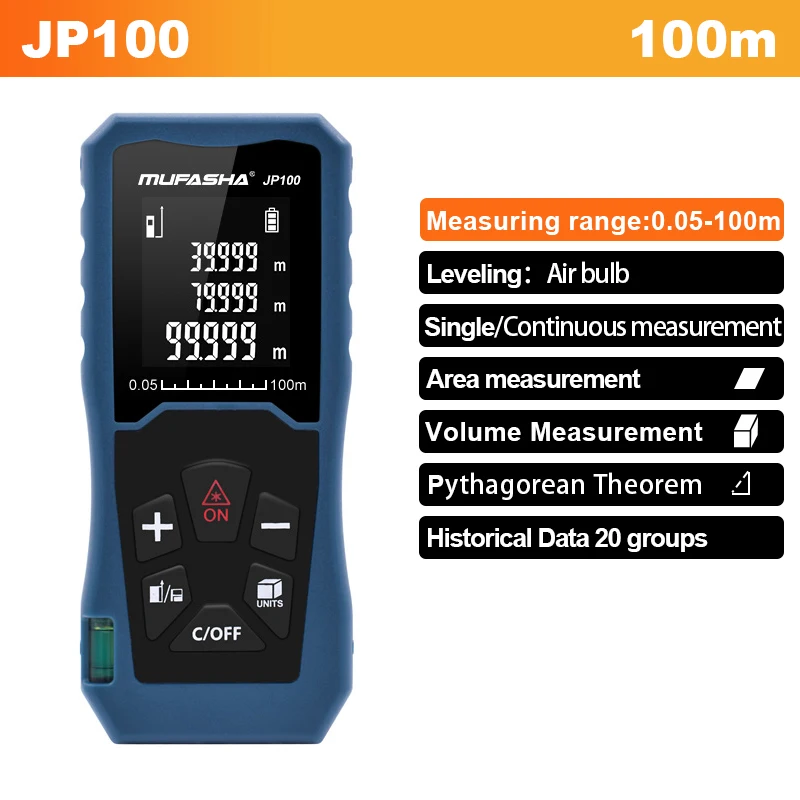Distance Meter 100m  Rangefinder Digital Measuring Area Volume Mini Handheld Range Finder Measurement Device