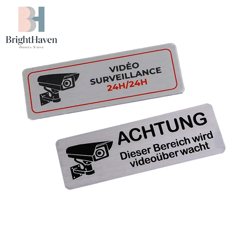 

1pcs Aluminum Watch Video Surveillance Warning Sign Private Camera Surveillancewith Sticker With Tape B.H