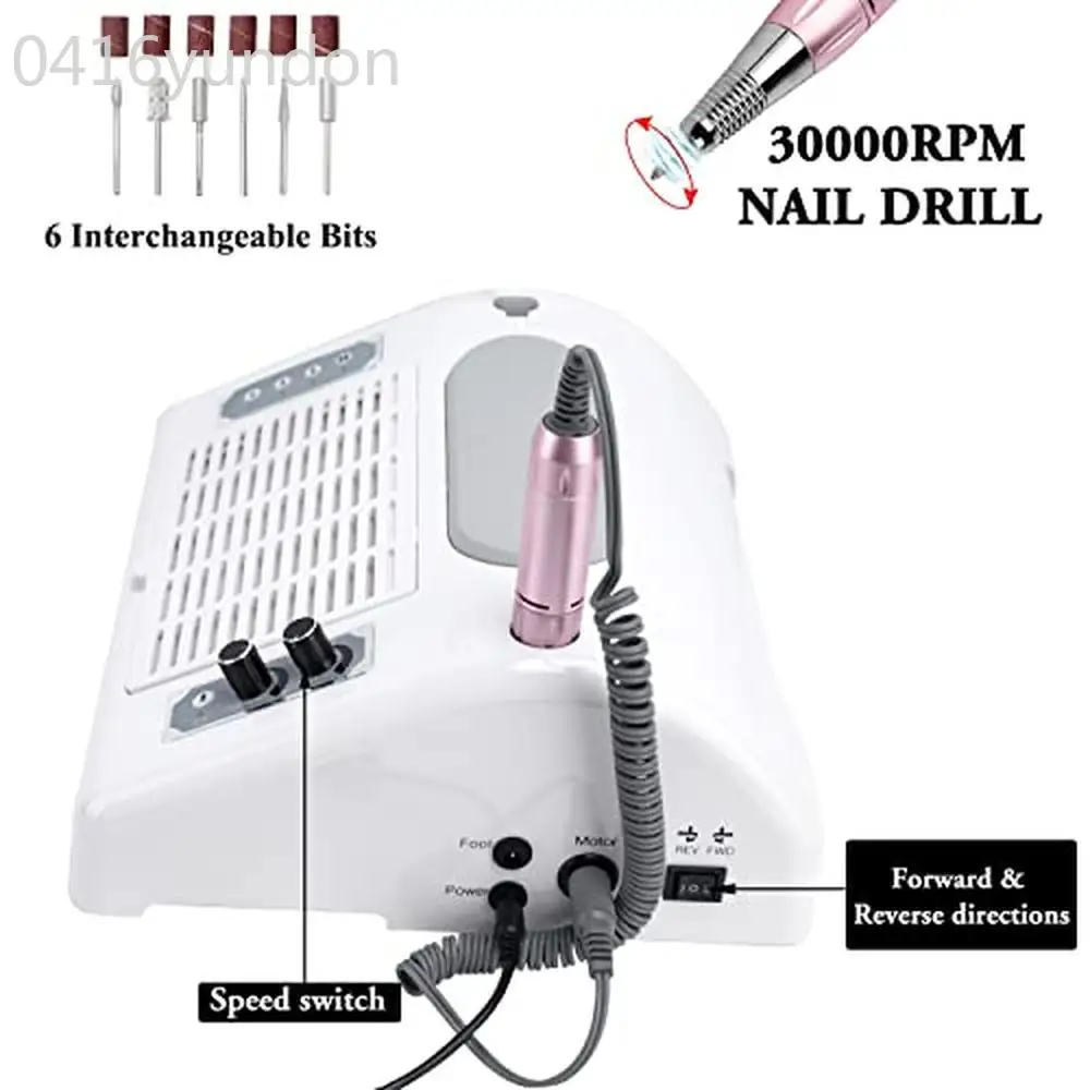 Nail Dust Collector Vacuum Multifunction Nail Art Machine 40W Suck Dust 30000PRM Drill UV LED Lamp 48/96W Armrest Gloves Light