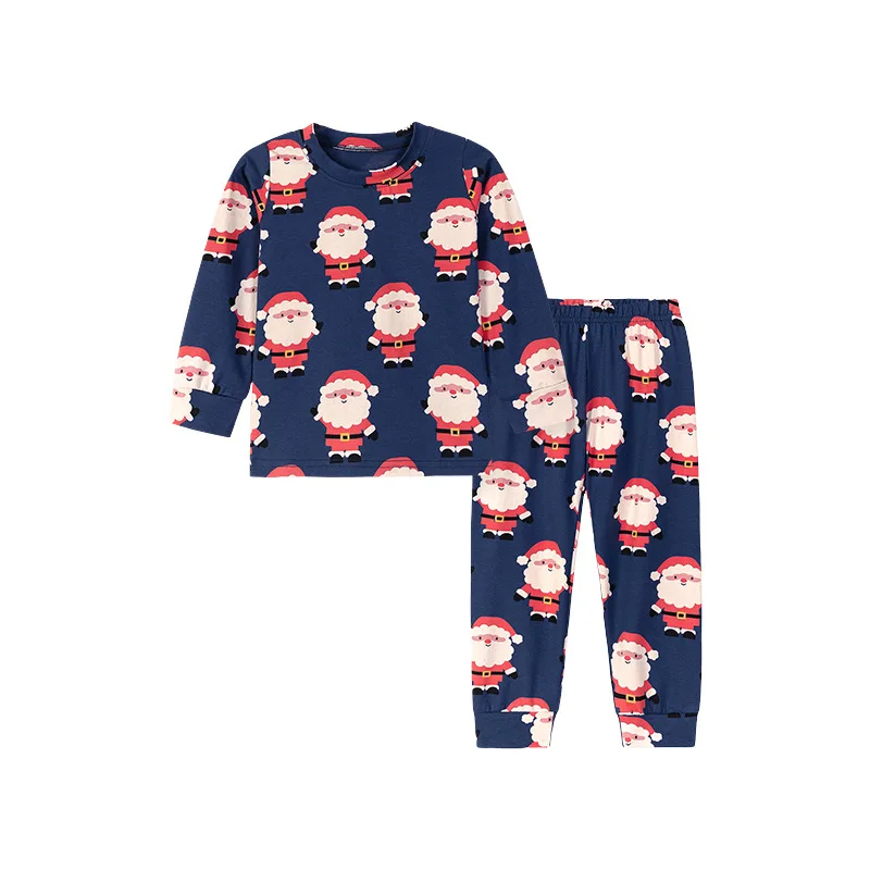 

2025 Christmas Style Children's Home Clothes Autumn Children's Pajamas European And American Style Full Printed Cartoon Sets