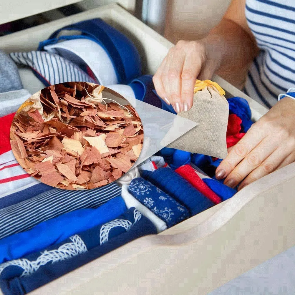 

2025 Trend 10Pack Cedar Sachets Bags, Cedar Chips For Closets And Drawers,Cedar Blocks For Clothes Storage,Cedar Wood Closet