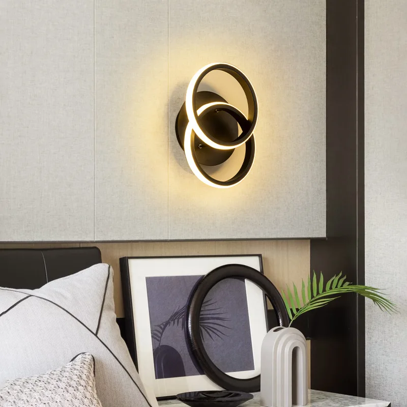 Modern LED Wall Sconce Double Round Lamp Surface For Living Room Bedroom Hallway Apartment Checkroom Delivery Fast Ceiling Light