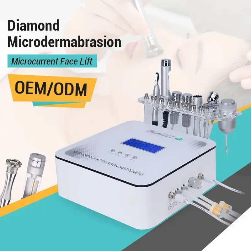 Ectroporation Galvanic Face Skin Lift Devices 7 in 1 Rf Microcurrent Diamond Oxygen Face Lift Microdermabrasion Machine