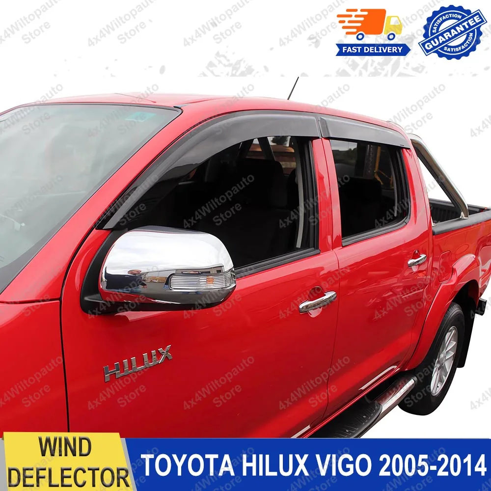

Window Deflector‌ For Toyota Hilux Vigo SR SR5 2005-2014 Smoke Black Window Visor Weather Shields Sun Rain Guard Double Cab