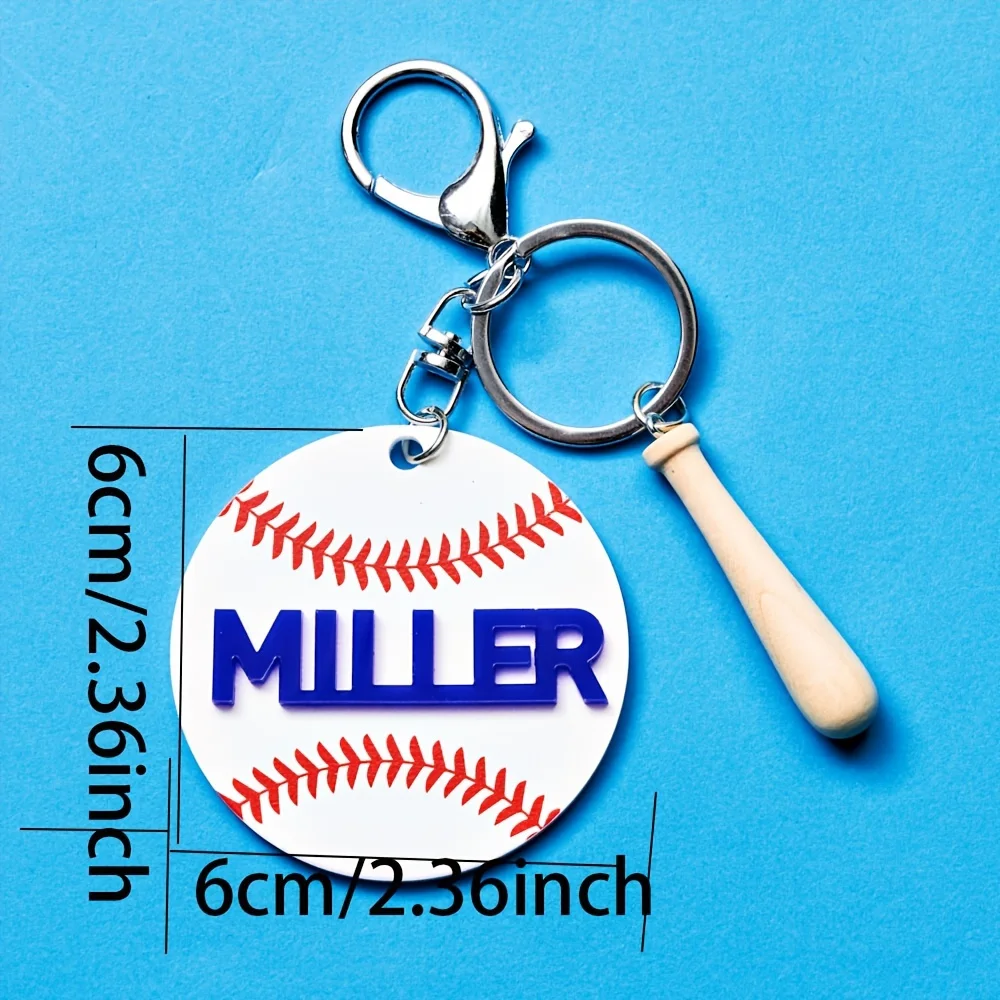 Customized alphanumeric baseball and softball acrylic keychain sets, DIY creation, multi-color options available for back-to-sch