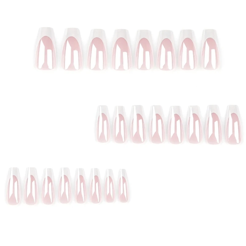 11UF 24x/Box Coffin False Nails Full Cover Tips White French Press On Nails