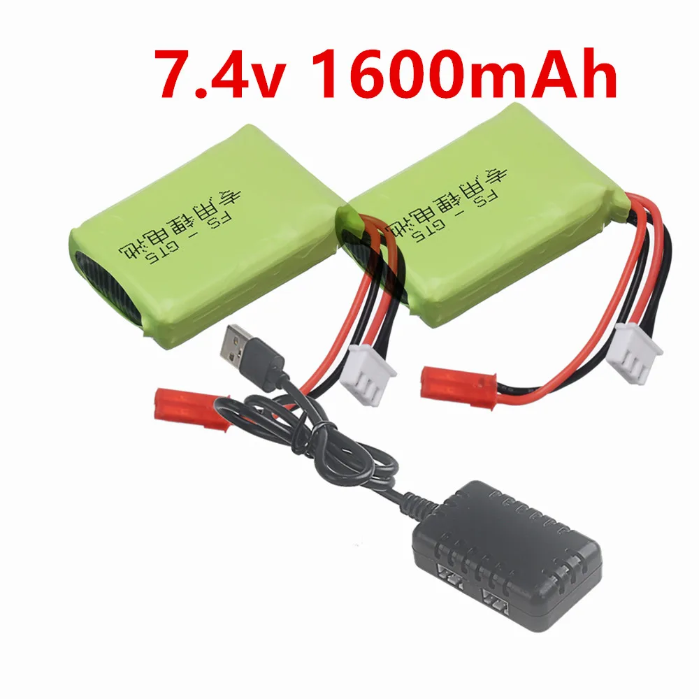 7,4 V 1600 mAh Lipo-Akku + Ladegerät für Flysky FS-GT5 Sender RC-Modelle Teile Spielzeug Zubehör für MC6C MCE7 7,4 V Akku