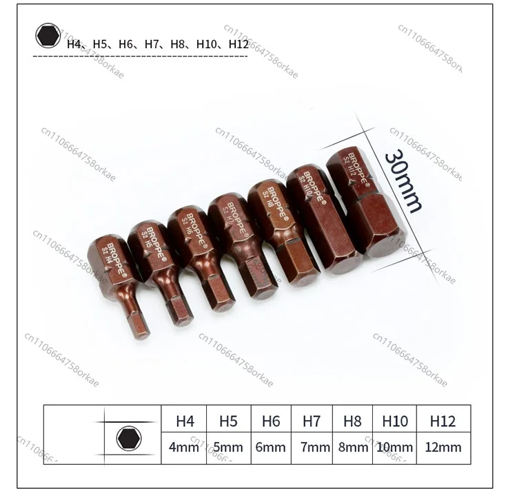 New 7Pcs L30mm Magnetic Hex Screwdriver Bits 4 - 12MM S2 Steel 3/8