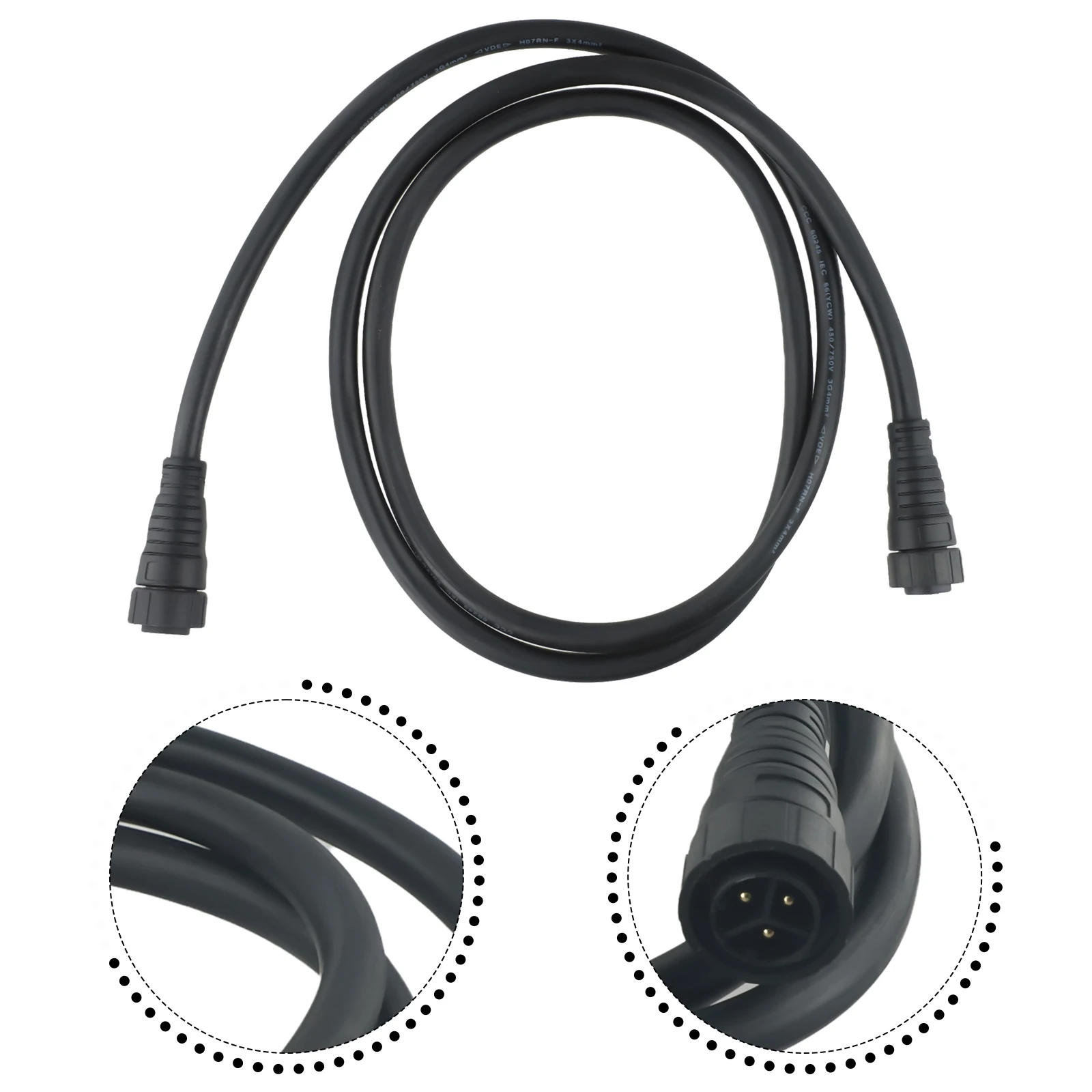 for solar Cable AC Cable 1m Black Brand New Pvc+Metal Alternative Energy Chargers 1pcs For 1000/1200/1400/1600 for wvc