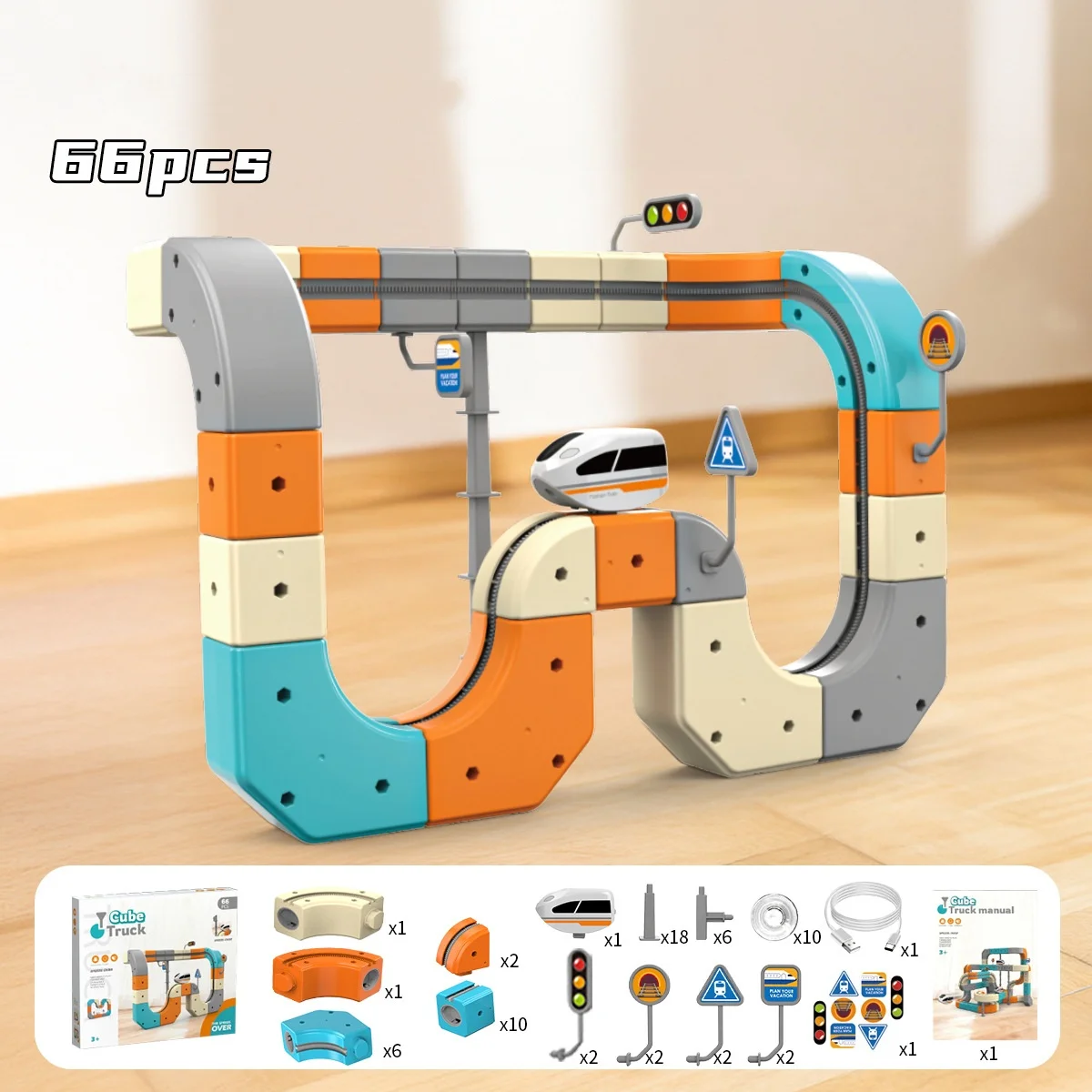 ชุดรางรถไฟ 3 มิติ แบบยืดหยุ่น ท้าทายแรงโน้มถ่วง พร้อมรถไฟไฟฟ้า ชุดประกอบรถยนต์มอเตอร์ ของเล่นเสริมสร้างทักษะ STEM สุดสร้างสรรค์