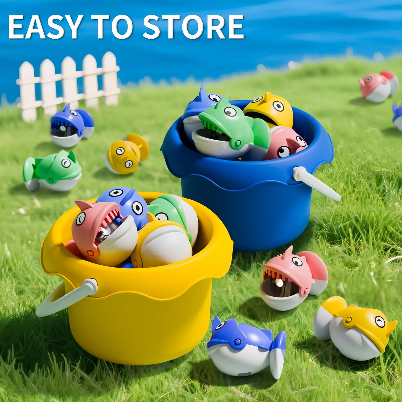 Jeu de pêche magnétique 360 °   Rotation - Jouet d'apprentissage éducatif avec 6 pôles et poisson 25/35/45 pour les enfants développe la motricité fine