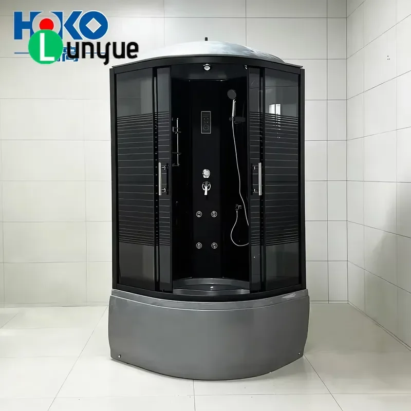 Modern Luxury Round Acrylic Shower Steam Sauna with Tempered Glass and Aluminum Frame Push-pull Door for Bathroom Home Spa