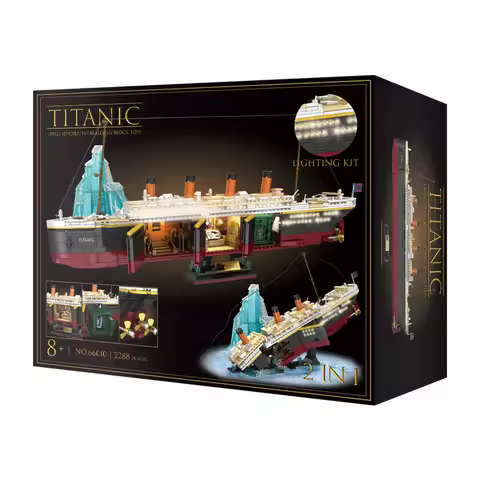 IN STOCK 66010 Titanic Building Blocks Model MOC Idea Iceberg and Ship Bricks Assembling Toys for Boys Gift Set