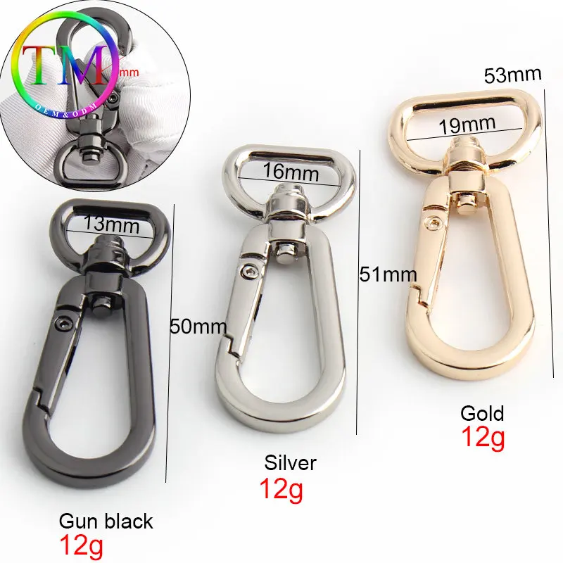 10-50Pcs 4Colors Metal Swivel Oval Ring Snap Hook Bag Strap Belt Webbing Lobster Clasp Carabiner Diy Hardware Accessories