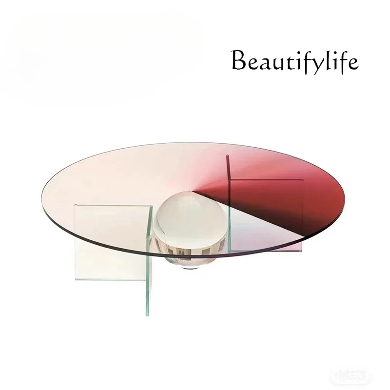 

Acrylic transparent table living room coffee table household small apartment simple modern round ins table