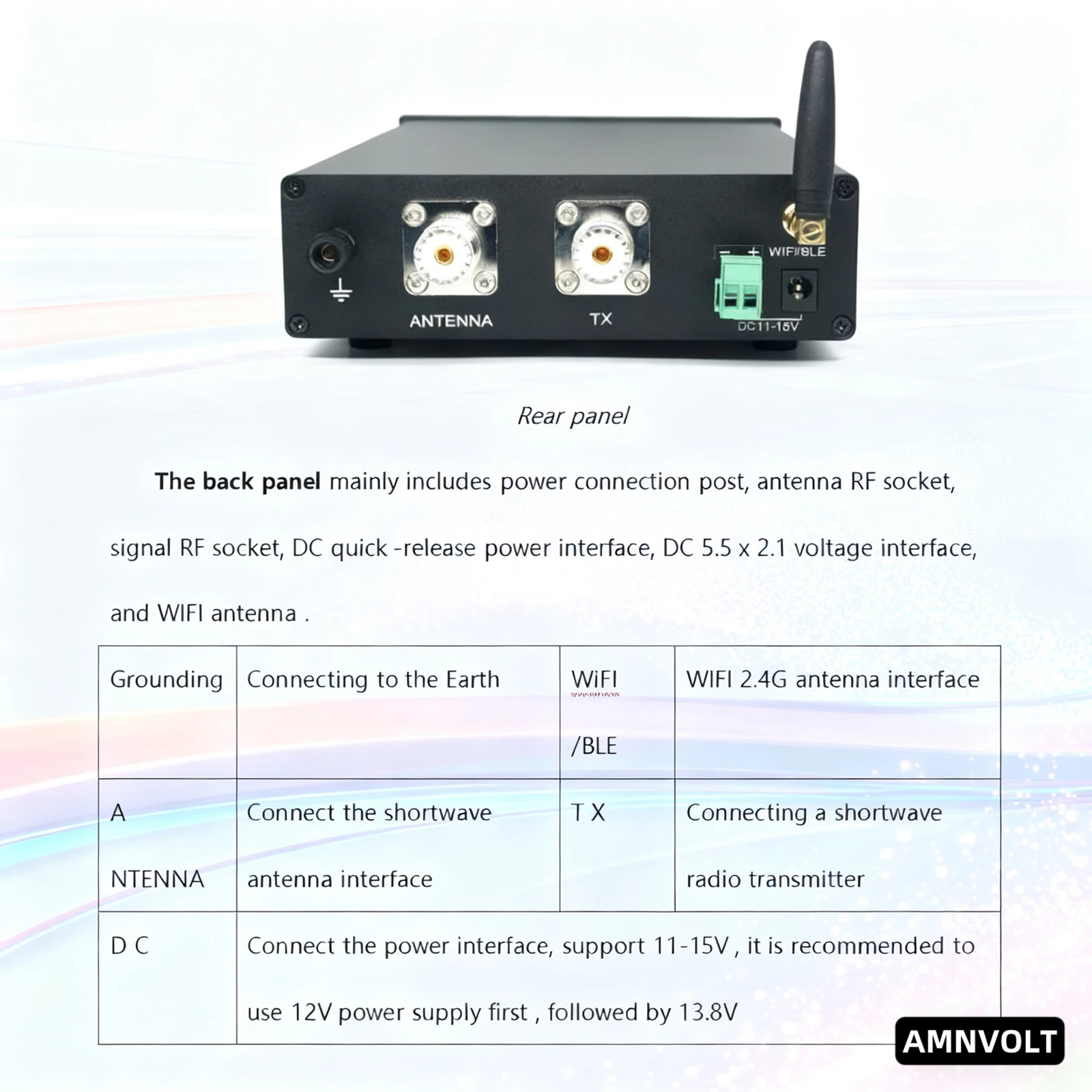 

AMNVOLT ATR1000 1000W 1.8-30MHz Automatic Antenna Tuner 1.8In TFT Screen Antenna Auto Tuner 3 Modes WIFI Remote Control Support