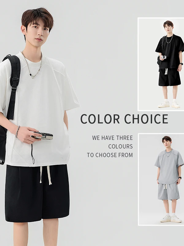 

Комплект из футболки и шорт Ice Silk Cool Sensation для мужчин: летний повседневный спортивный костюм из полиэстера для подростков