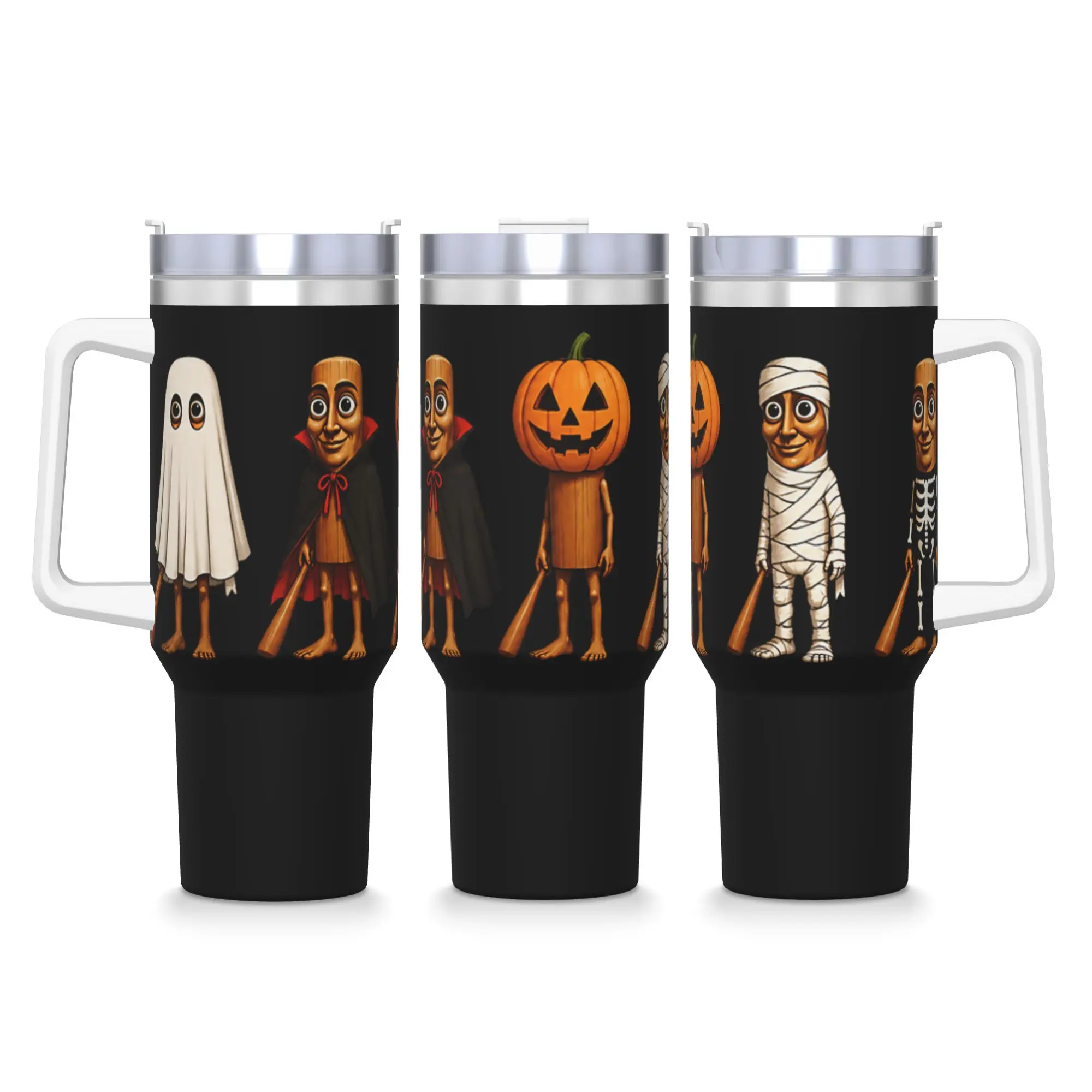 Funny Halloween Tung Sahur Pumpkin Skeleton Vampire Ghost Tumbler  Cold Drink Water Bottle Heat Stainless Steel Thermal Cups