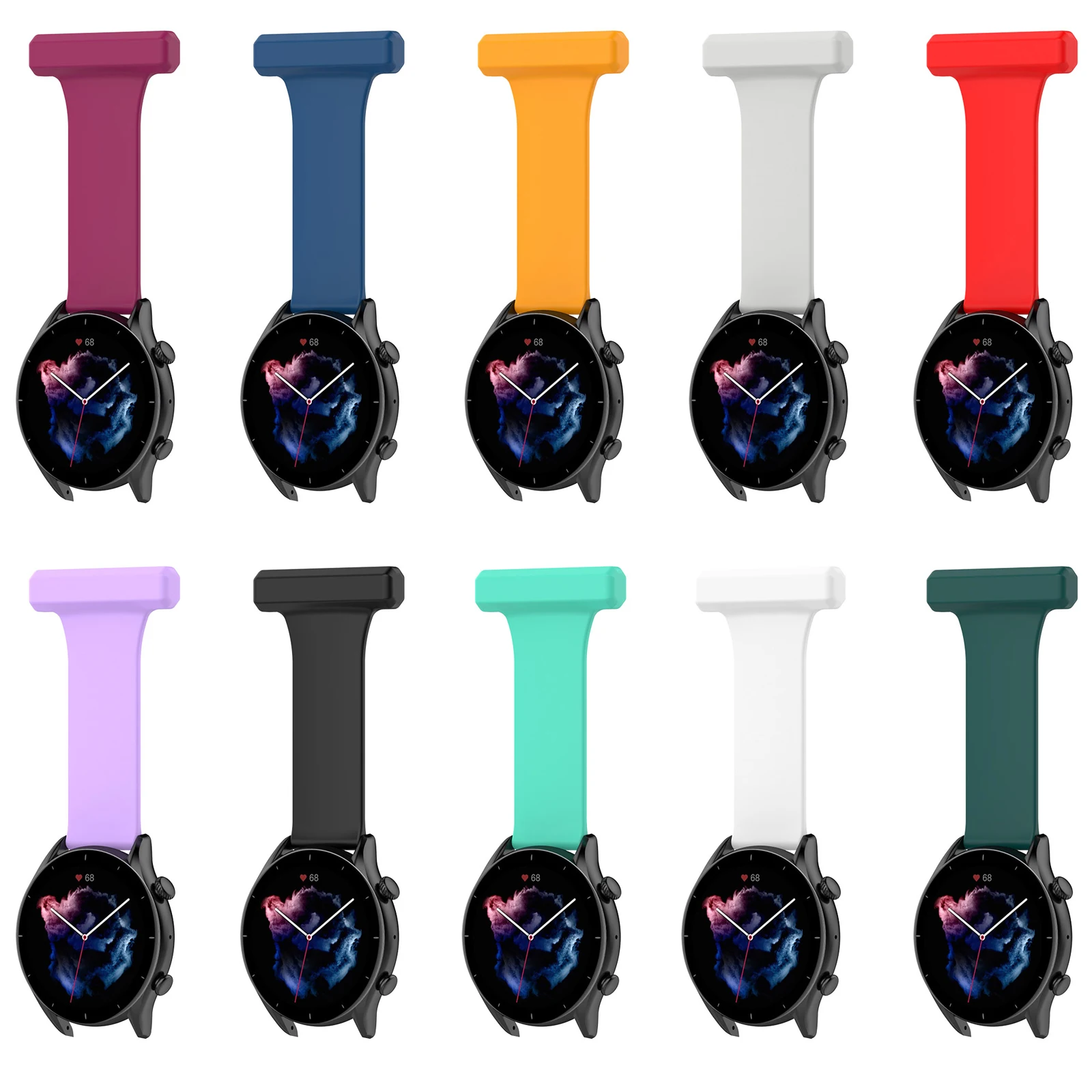 1pc Watch Strap Compatible for HonorWatch Silicone Replacement 22mm Nurse Watch With Pin-On Brooch Soft Bracelet