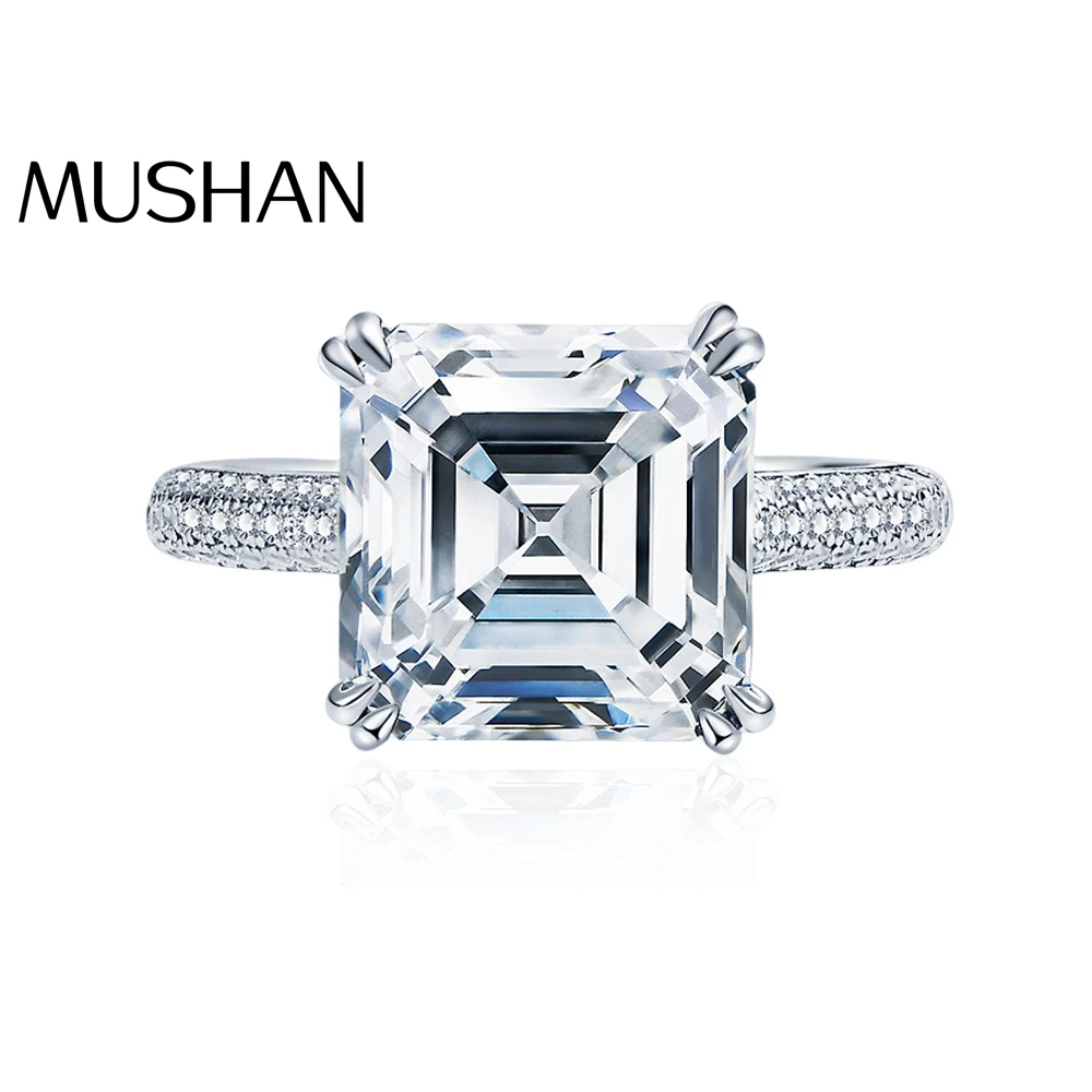 

MuShan Designer Jewelry 925 Sterling Silver Ring VVS Moissanite Present Ring Women 18K Gold Plated MST Patent Fine Rings