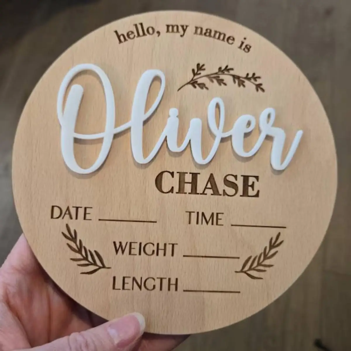 1Pc Custom Baby Announcement Sign Wooden Name Plaque,Home Room Office Wall Door Decor,DIY Paintable,Birthday Wedding Gift