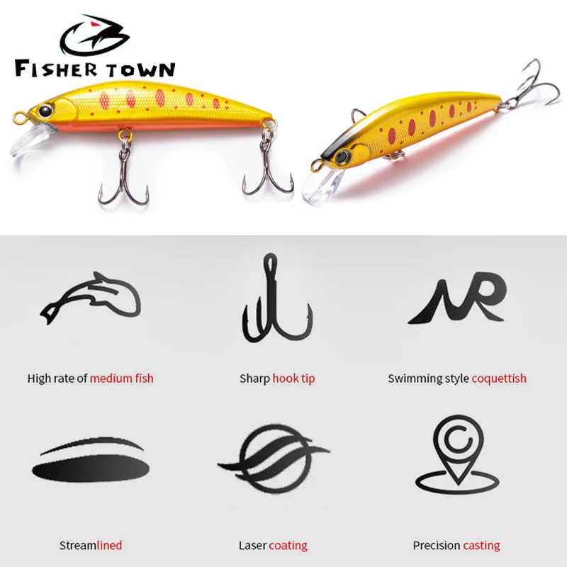 Aorace Minnow Fishing Lure 70mm 8.2g 3D Eyes Crankbait wobbler Artificial Plastic Hard Bait Fishing Tackle