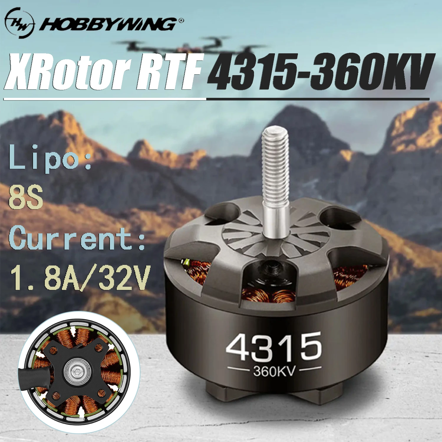 

Hobbywing XRotor RTF 4315 360KV Бесщеточный двигатель 8S Lipo для 15-дюймовых радиоуправляемых вертолетов FPV Самолетов Гоночный дрон Запчасти двигателя BLDC