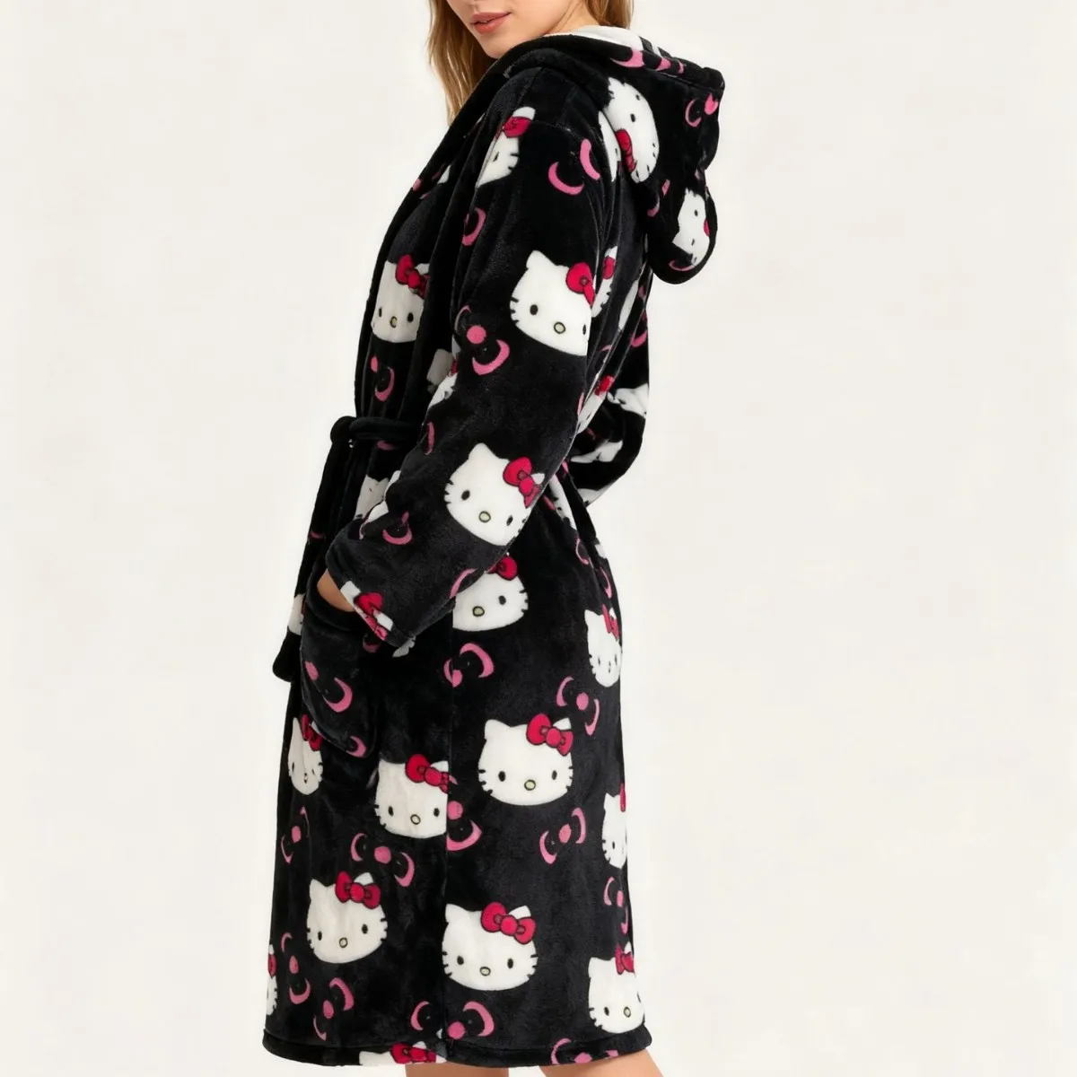 

Cartoon Christmas with Velvet Sleeping Skirt Women's Casual Autumn/Winter Flannel Velvet Pants Hello Kitty Home Clothes
