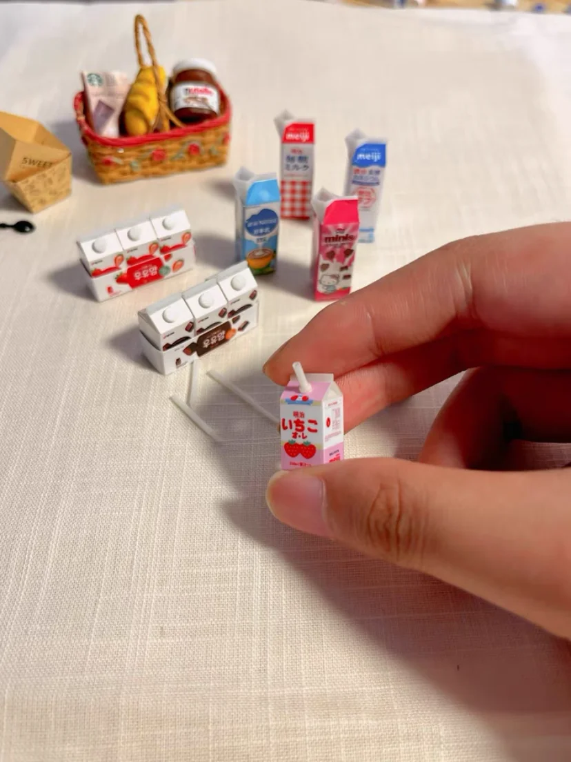 Doll House Miniature Kitchen Salad Dressing Tomato Bolognese Bean Curd Model Mini Snack Milk Black Tea Chocolate Diy Accessories