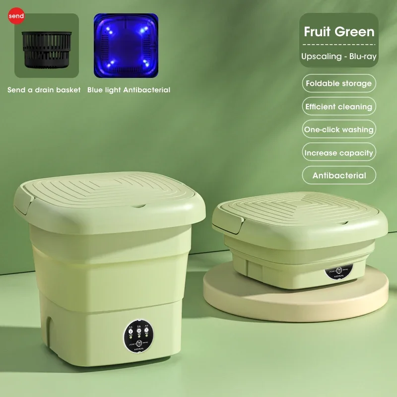 

%a Folding Washing Machine Bucket for Clothes Socks Underwear Cleaning Washer Portable Small Travel Washing Machine EU/US/UK Pl