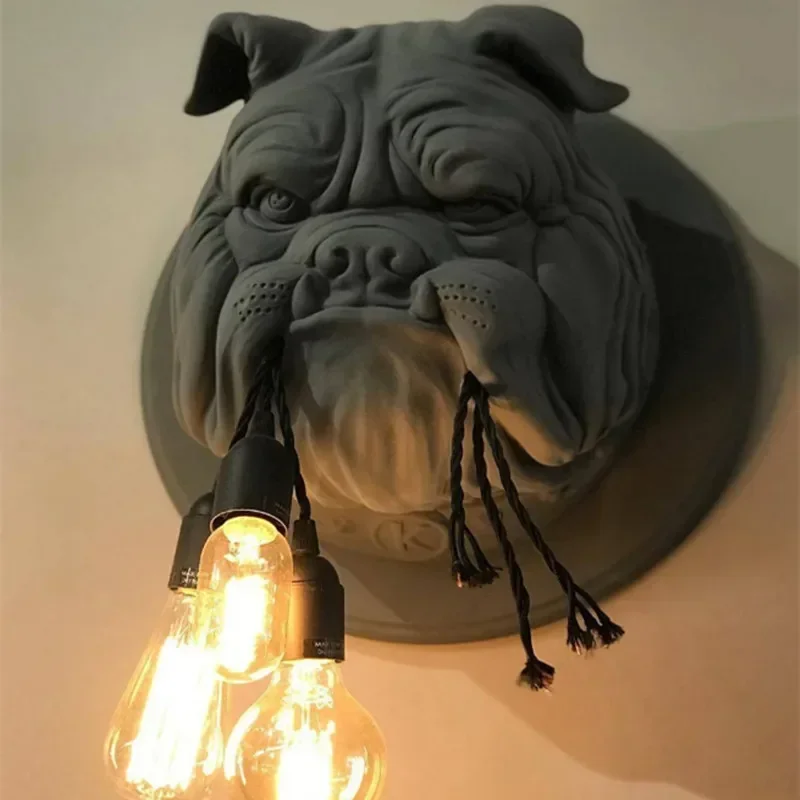 

Corridor Personalized Amsterdam Wall Lamp Vintag Animal Face Wall Decoration Bulldog Lamp Resin Light Home Designer Bedside Lamp