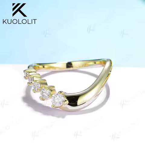 Kuololit 0.35CTW Moissanite Rings for Men Women Solid 14K 10K 585 Silver Yellow Gold Wedding Band Ring for Anniversary Christmas