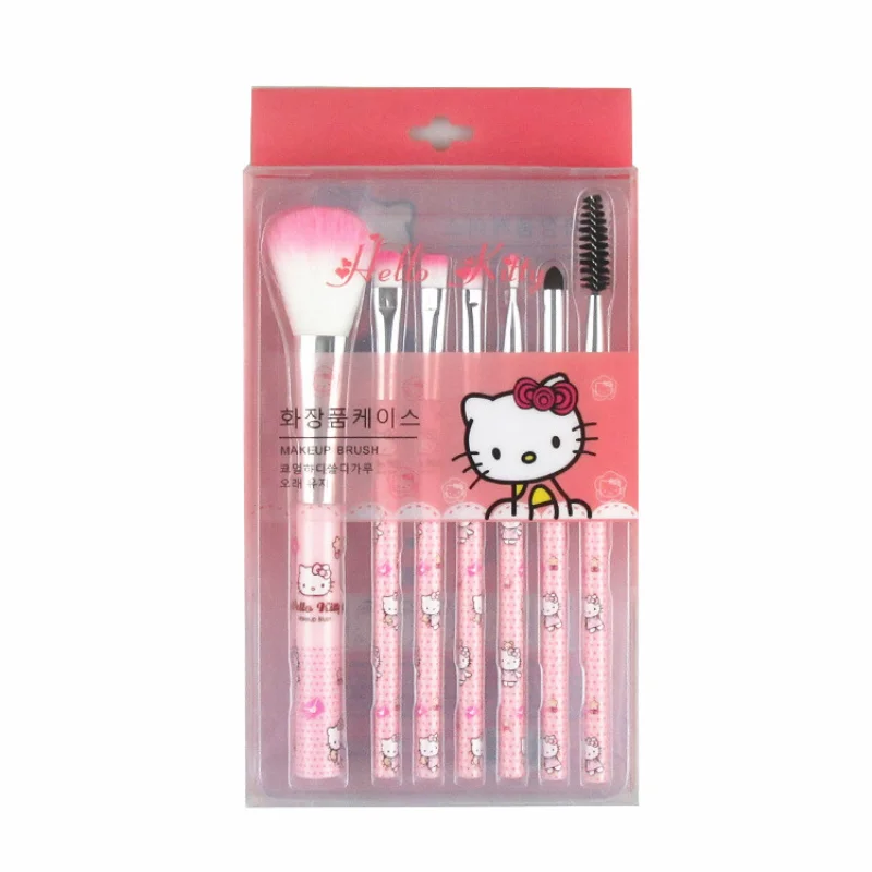 Sanurgente-Ensemble de pinceaux de maquillage pour femme, Hello Kitty, fard à barrage, fond de teint, fard à joues, kit d'outils de beauté cosmétique, cadeau d'anniversaire pour fille avec boîte