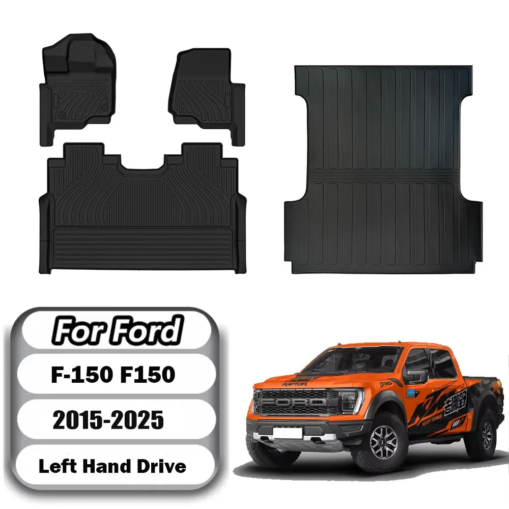 

3D Floor Mats for Ford F150/F-150 2015-2025 SuperCrew Cab (Includes 22-25 Lightning Models), TPE Rubber Floor Liners Anti-Slip