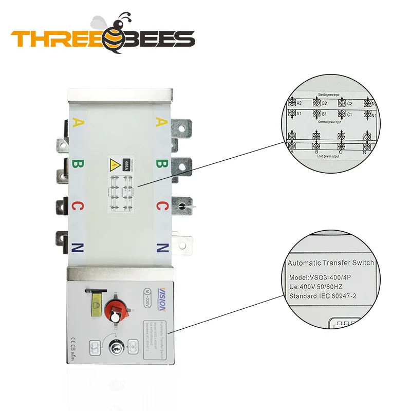 VISION 400A 4P Dual Power Automatic Transfer Switch Automatic Switching Isolating Switch Device