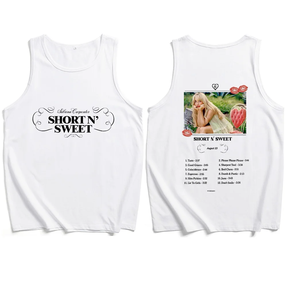 Sabrina Carpenter Short N' Sweet Tank Tops Vest  Man Woman Summer Casual Sleeveless T-shirt Fans Gift Tops